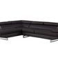 Leather L-Shaped Corner Sectional Sofa 124" | Modern 2-Piece Sectional Couch in black leather with sleek design.