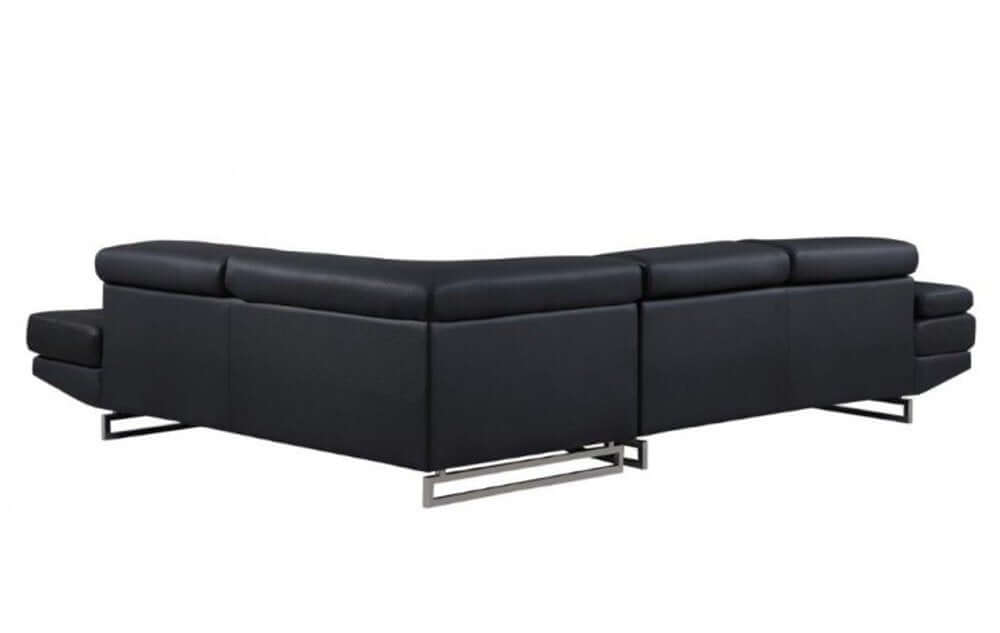 Leather L-Shaped Corner Sectional Sofa 124" | Modern 2-Piece Sectional Couch, stylish black leather design.