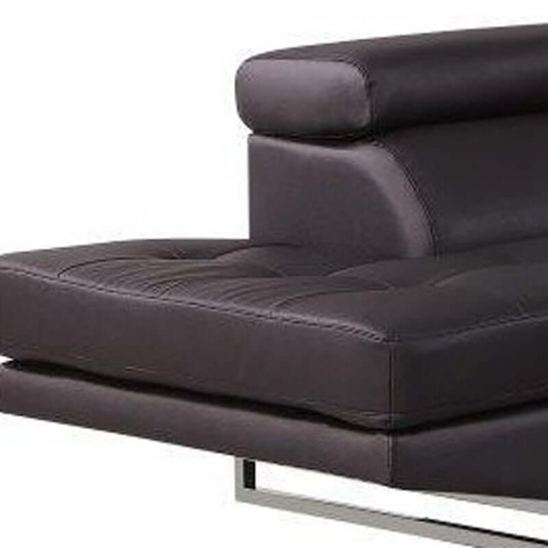 Leather L-Shaped Corner Sectional Sofa 124" | Modern 2-Piece Sectional Couch close-up of cushioned seating detail.