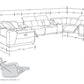 Black Leather Modular U Shaped Eight Piece Corner Sectional With Console dimensions and specifications diagram