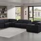 Black Leather Modular U Shaped Eight Piece Corner Sectional With Console in modern living room