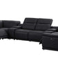 Black Leather Modular U Shaped Eight Piece Corner Sectional With Console featuring plush cushions and elegant design.