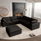 120" Linen Blend Modular L-Shaped 6-Piece Sectional with Ottoman & Storage | Reversible Corner Sectional