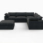 120" Linen Blend Modular L-Shaped 6-Piece Sectional with Ottoman & Storage | Reversible Corner Sectional