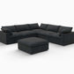 120" Linen Blend Modular L-Shaped 6-Piece Sectional with Ottoman & Storage | Reversible Corner Sectional