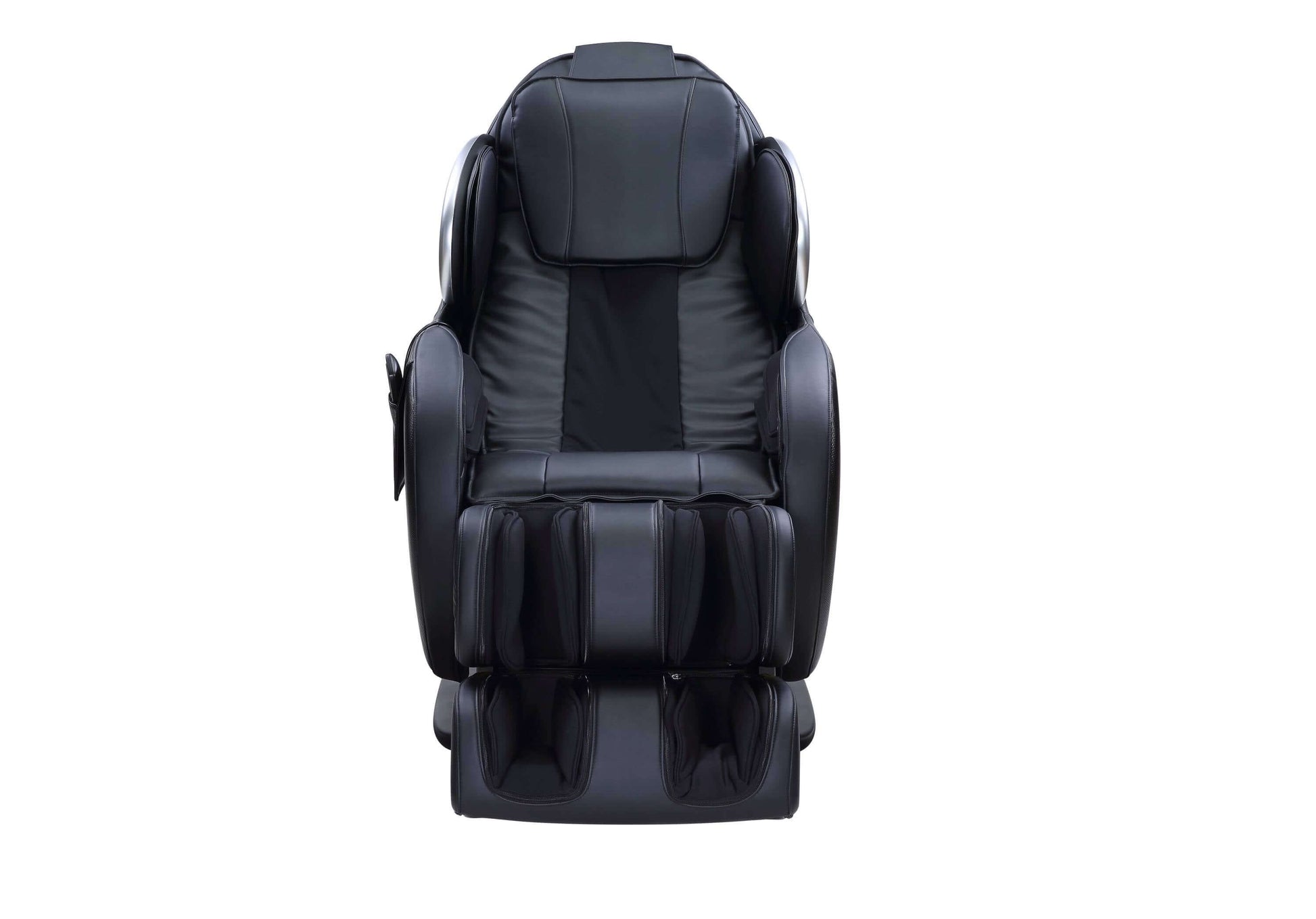 Pacari Black PU Leather Power 2D Massage Chair front view showcasing modern design and ergonomic features.