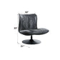 Piotr Black Top-Grain Leather Armless Accent Swivel Chair dimensions 32" height 33" width 31" depth