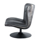 Piotr Black Top-Grain Leather Armless Accent Swivel Chair with sleek design and industrial details.