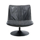 Piotr Black Top-Grain Leather Armless Accent Swivel Chair featuring a sleek design and smooth swivel base.
