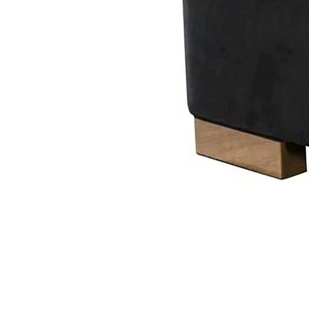 Black Velvet U Shaped Three Piece Sofa and Chaise Sectional With Toss Pillows base detail