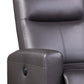 Blane Top-Grain Leather Power Recliner – Brown Modern Electric Reclining Chair close-up showing leather upholstery and recline button.