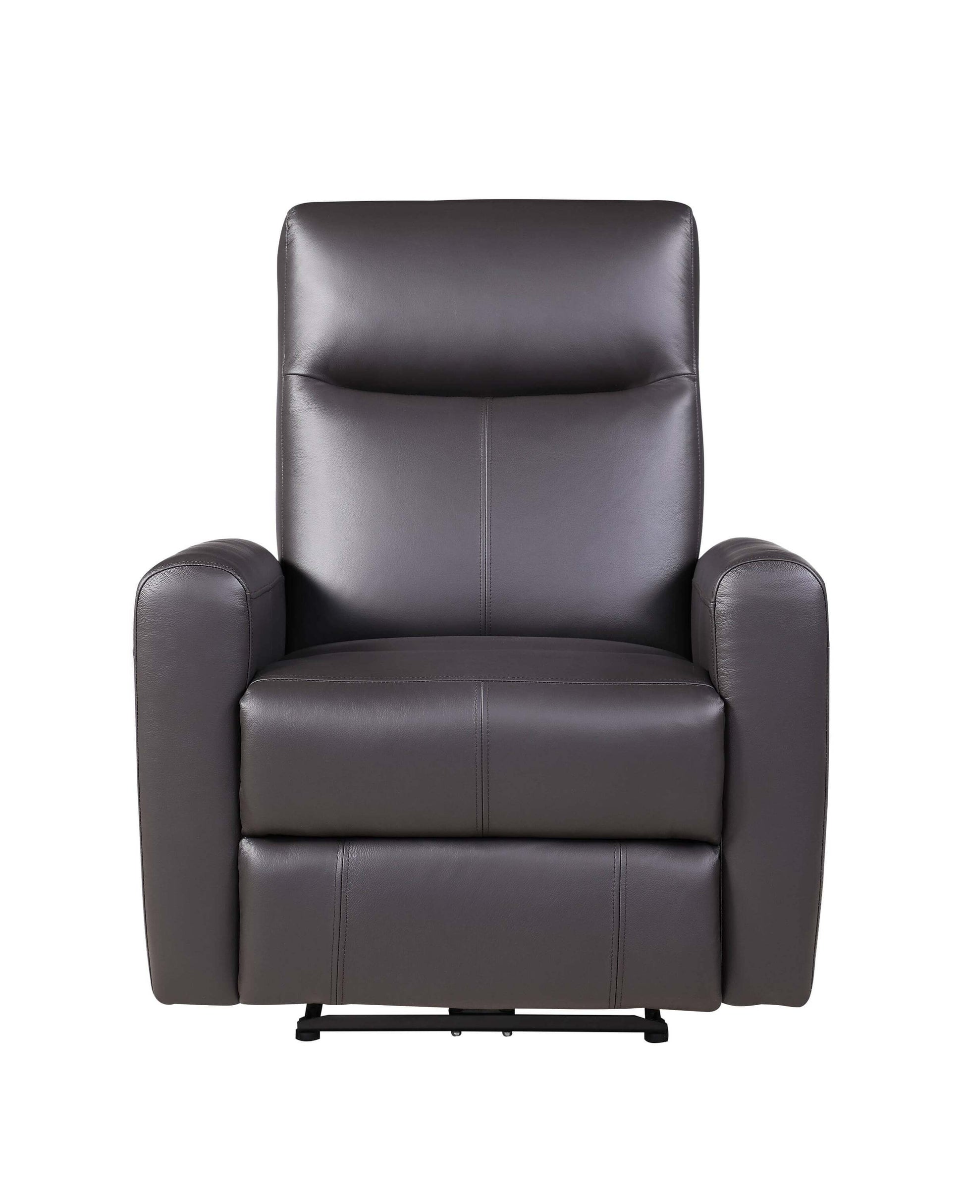 Blane Top-Grain Leather Power Recliner – Brown Modern Electric Reclining Chair in rich brown leather.