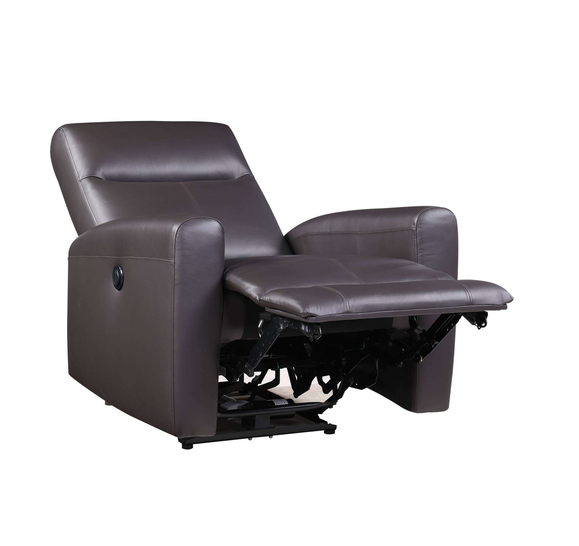 Blane Top-Grain Leather Power Recliner – Brown Modern Electric Reclining Chair with sleek design and reclining feature.