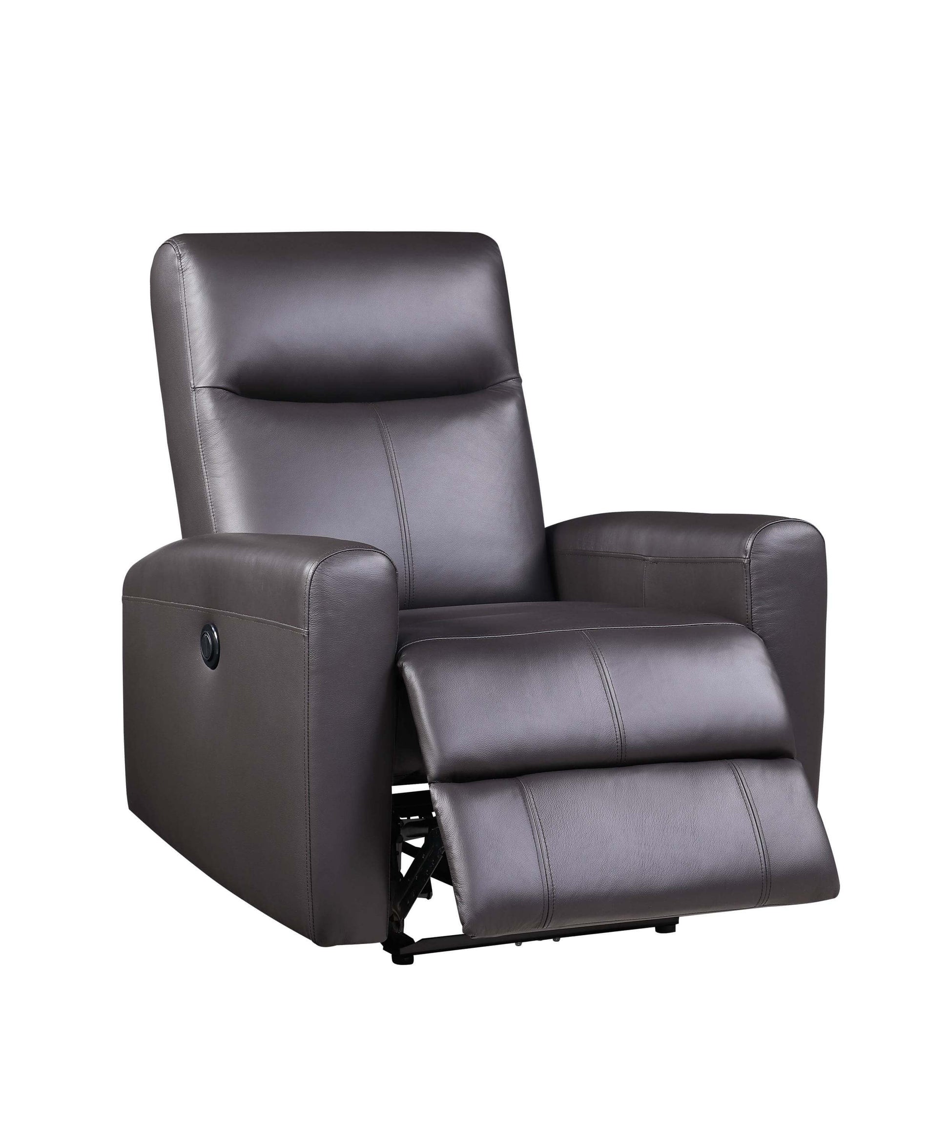 Blane Top-Grain Leather Power Recliner – Brown Modern Electric Reclining Chair with a smooth reclining mechanism.