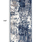 Blue abstract power loom runner rug measuring 144x27 inches, featuring modern design and easy maintenance.