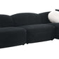 Lucifer Black & White Sectional Sofa – 127” Shimmer Fabric L-Shape Couch with 3 Pillows in sleek black design.