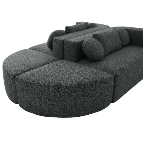 Boneless Boucle Modular Sectional Sofa 115” – Deep Seat Curved U-Shaped Foam Couch for 6, showcasing plush boucle upholstery.