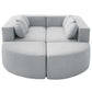 Boneless Boucle Modular Sectional Sofa 115” – Deep Seat Curved U-Shaped Foam Couch for 6 in light gray upholstery.