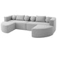 Boneless Boucle Modular Sectional Sofa 115” – Deep Seat Curved U-Shaped Foam Couch for 6 in soft gray upholstery.