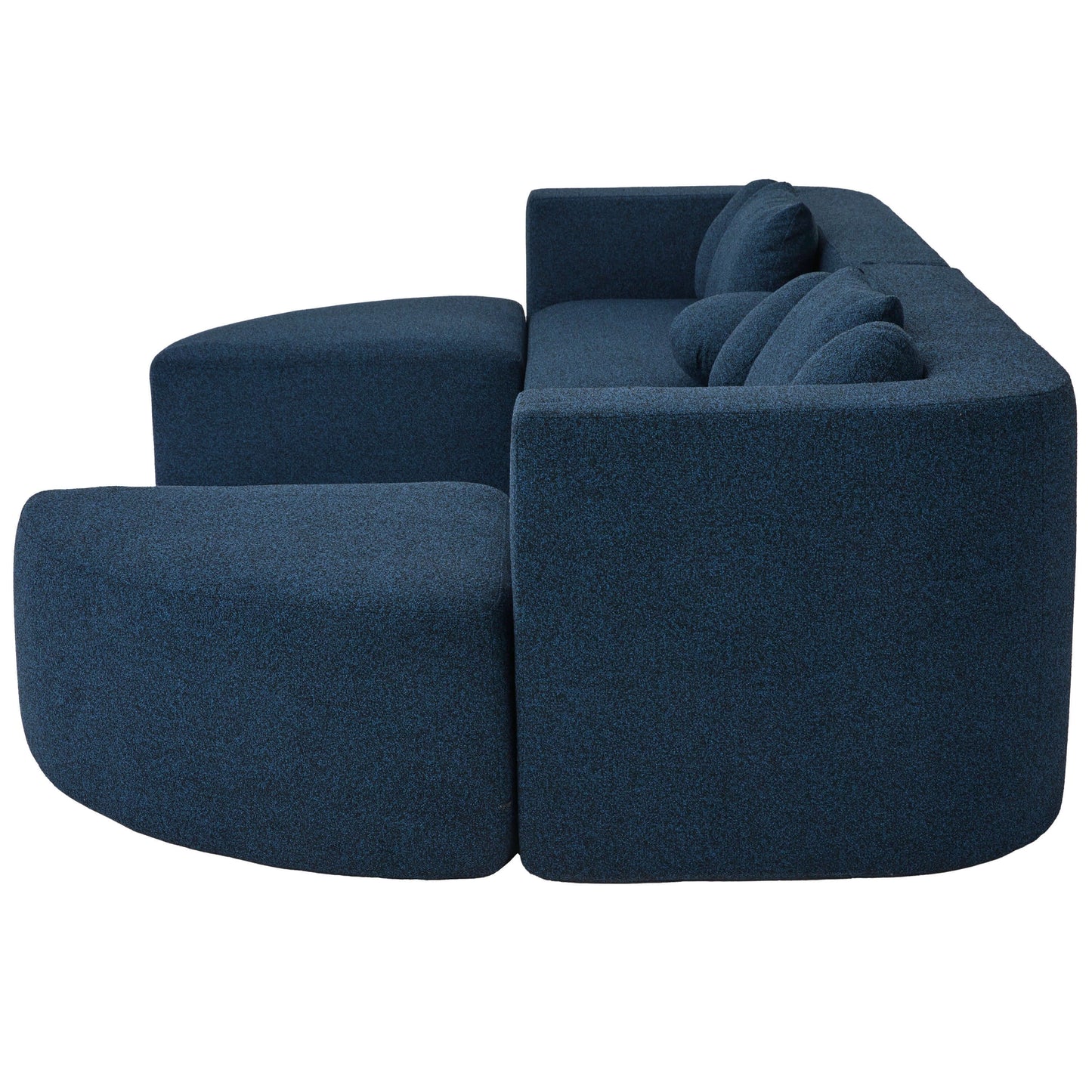 Boneless Boucle Modular Sectional Sofa 115” – Deep Seat Curved U-Shaped Foam Couch for 6 as shown in a side view.