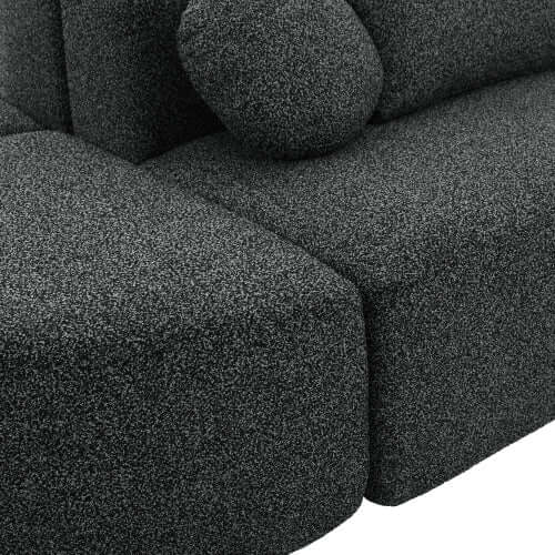 Boneless Boucle Modular Sectional Sofa 115” – Deep Seat Curved U-Shaped Foam Couch for 6 close-up of fabric texture and design