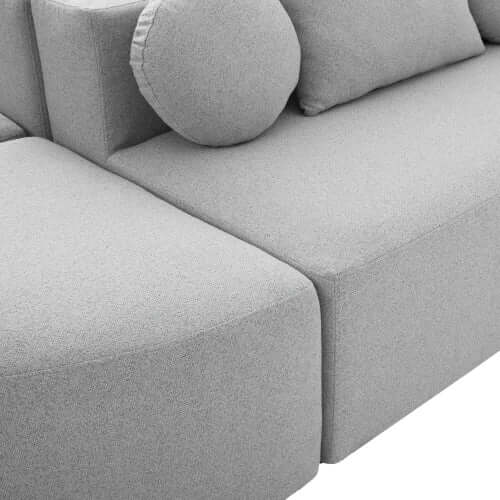 Boneless Boucle Modular Sectional Sofa 115” – Deep Seat Curved U-Shaped Foam Couch for 6, featuring plush boucle upholstery.