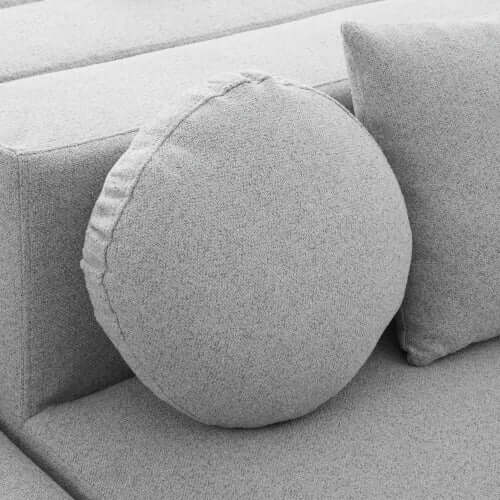 Close-up of the Boneless Boucle Modular Sectional Sofa 115” – Deep Seat Curved U-Shaped Foam Couch for 6, showcasing plush gray cushions.
