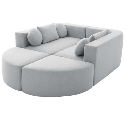 Boneless Boucle Modular Sectional Sofa 115” – Deep Seat Curved U-Shaped Foam Couch for 6 in light gray upholstery