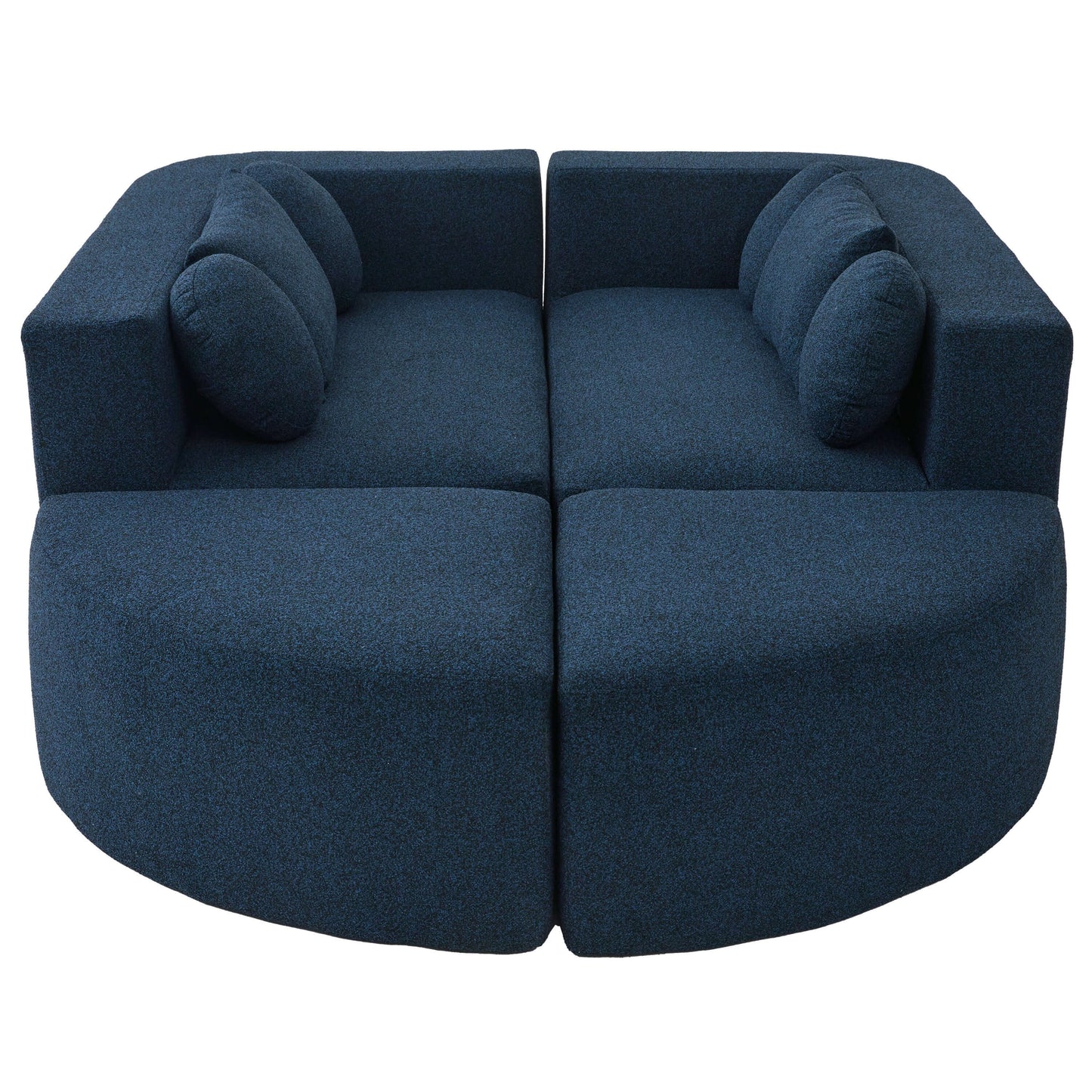 Boneless Boucle Modular Sectional Sofa 115” – Deep Seat Curved U-Shaped Foam Couch for 6, showcasing its stylish design.