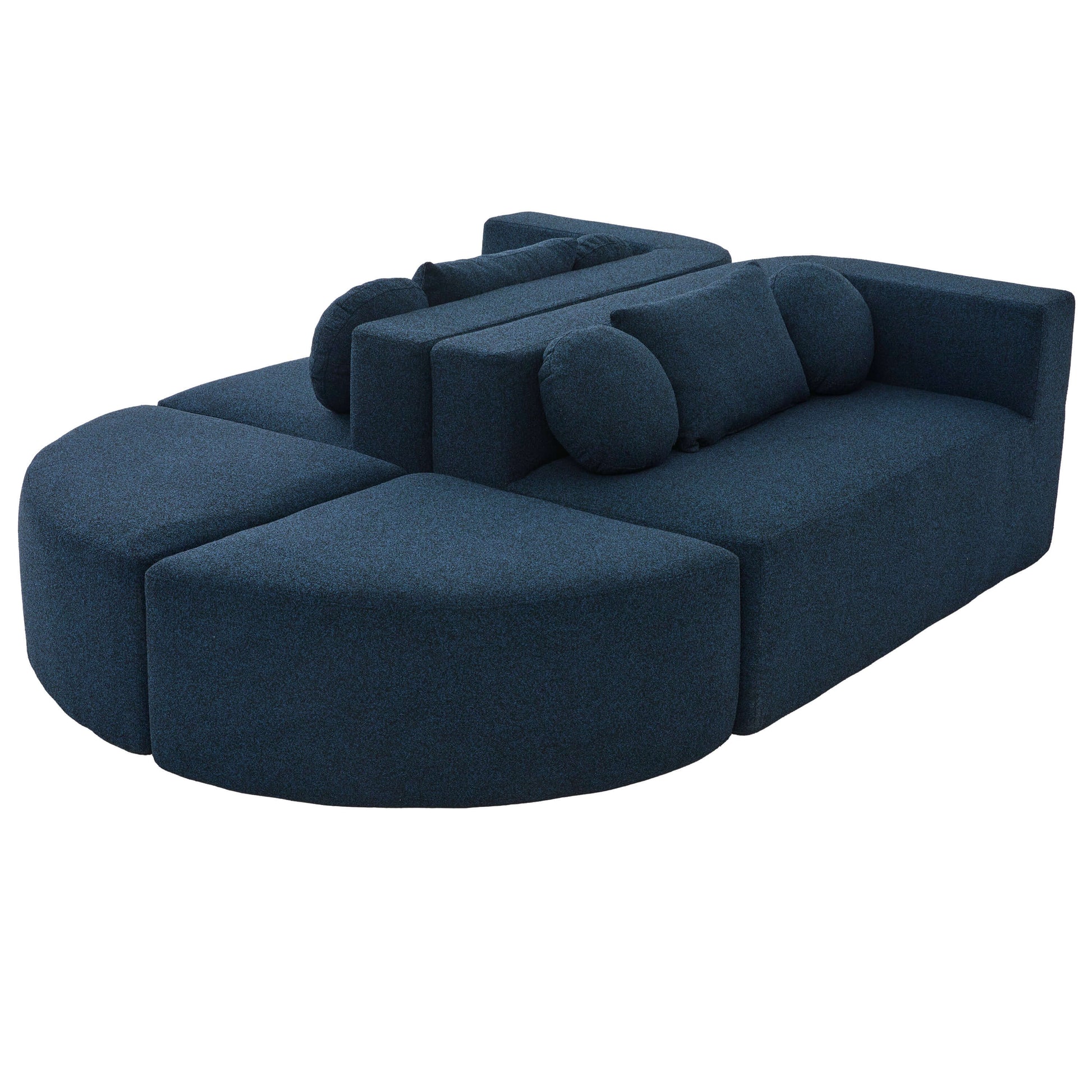 Boneless Boucle Modular Sectional Sofa 115” – Deep Seat Curved U-Shaped Foam Couch for 6 in plush upholstery.
