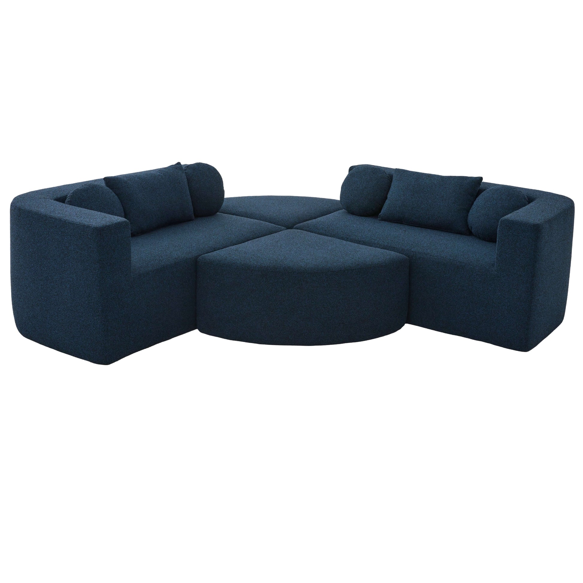 Boneless Boucle Modular Sectional Sofa 115” – Deep Seat Curved U-Shaped Foam Couch for 6 in modern design.