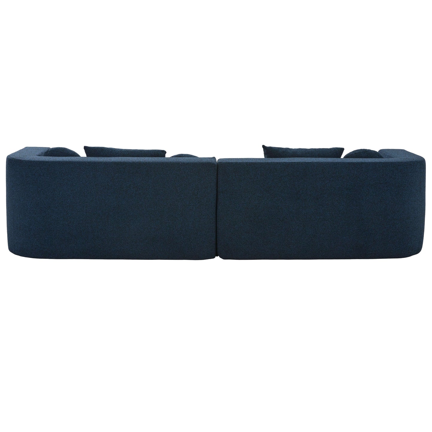 Boneless Boucle Modular Sectional Sofa 115” – Deep Seat Curved U-Shaped Foam Couch for 6, back view showing deep seating design.