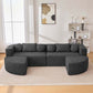 Boneless Boucle Modular Sectional Sofa 115” – Deep Seat Curved U-Shaped Foam Couch for 6 in modern living room.