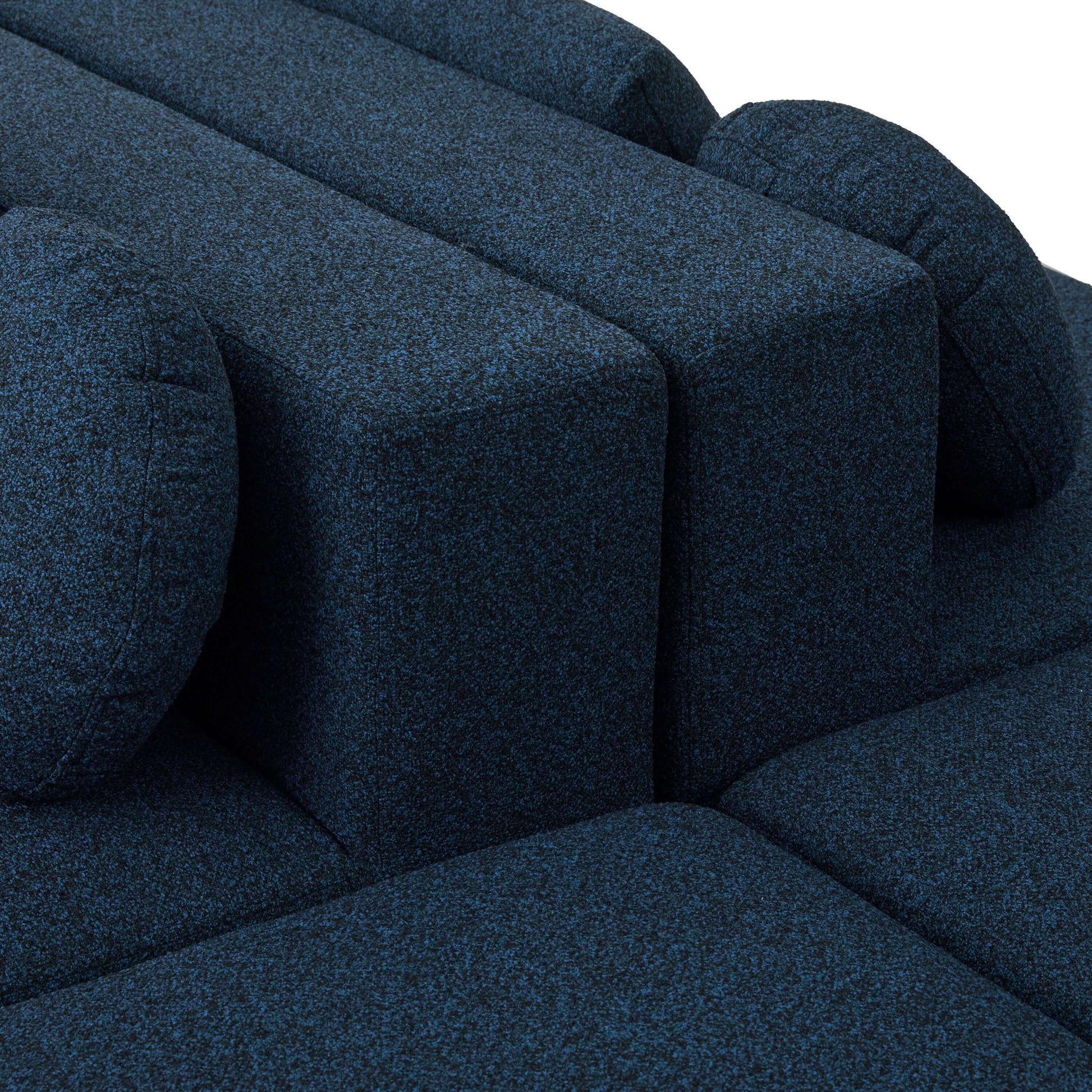 Close-up of Boneless Boucle Modular Sectional Sofa 115” – Deep Seat Curved U-Shaped Foam Couch for 6, showcasing plush upholstery.