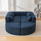 Boneless Boucle Modular Sectional Sofa 115” – Deep Seat Curved U-Shaped Foam Couch for 6 in modern blue upholstery.