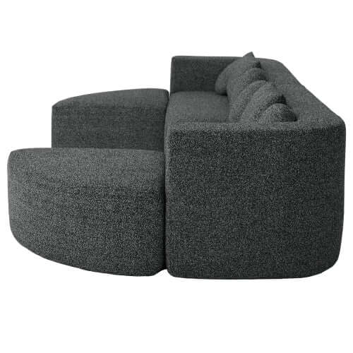 Boneless Boucle Modular Sectional Sofa 115” – Deep Seat Curved U-Shaped Foam Couch for 6 in gray upholstery.