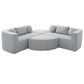 Boneless Boucle Modular Sectional Sofa 115” – Deep Seat Curved U-Shaped Foam Couch for 6 in light grey upholstery.