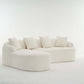 Boneless Modular Chenille Sectional Sofa – 99” Curved Chaise Compression Couch (White) with plush pillows in soft fabric.