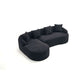 Boneless Modular Chenille Sectional Sofa – 99” Curved Chaise Compression Couch (White) with plush pillows.