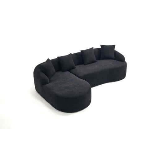 Boneless Modular Chenille Sectional Sofa – 99” Curved Chaise Compression Couch (White) with plush pillows.