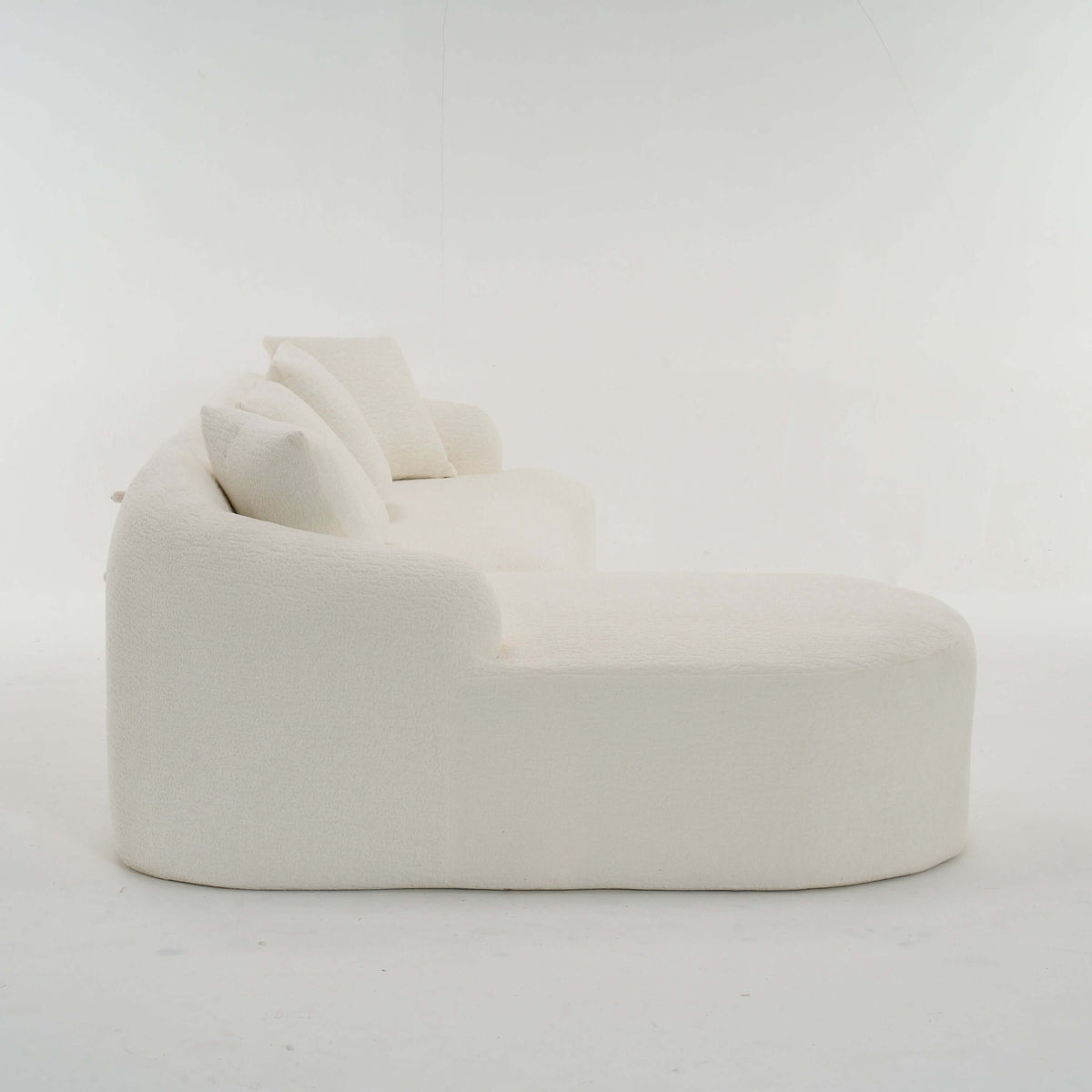 Boneless Modular Chenille Sectional Sofa – 99” Curved Chaise Compression Couch (White) in soft chenille fabric.