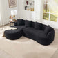 Boneless Modular Chenille Sectional Sofa – 99” Curved Chaise Compression Couch (White) in modern living room setting.