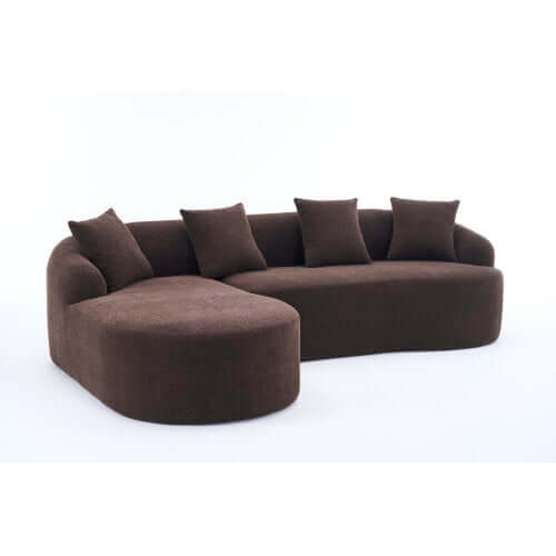 Boneless Modular Chenille Sectional Sofa – 99” Curved Chaise Compression Couch (White) with plush pillows.