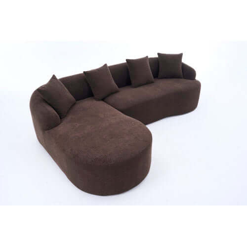 Boneless Modular Chenille Sectional Sofa – 99” Curved Chaise Compression Couch (White) in a modern design.
