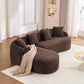 Boneless Modular Chenille Sectional Sofa – 99” Curved Chaise Compression Couch (White) in a cozy living room.