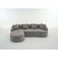 Boneless Modular Chenille Sectional Sofa – 99” Curved Chaise Compression Couch (White) with plush pillows
