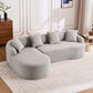 Boneless Modular Chenille Sectional Sofa – 99” Curved Chaise Compression Couch (White) in modern living room setting.