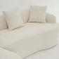 Boneless Modular Chenille Sectional Sofa – 99” Curved Chaise Compression Couch (White) with plush pillows