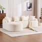 Boneless Modular Chenille Sectional Sofa – 99” Curved Chaise Compression Couch (White) in modern living room setting.