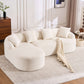 Boneless Modular Chenille Sectional Sofa – 99” Curved Chaise Compression Couch (White) in modern living room setting.